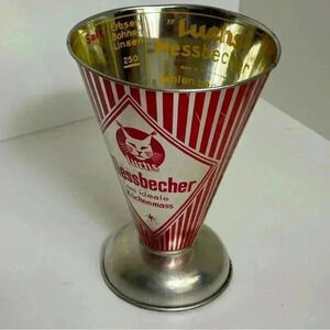 Vintage German Lynx tin cone shaped  measuring cup